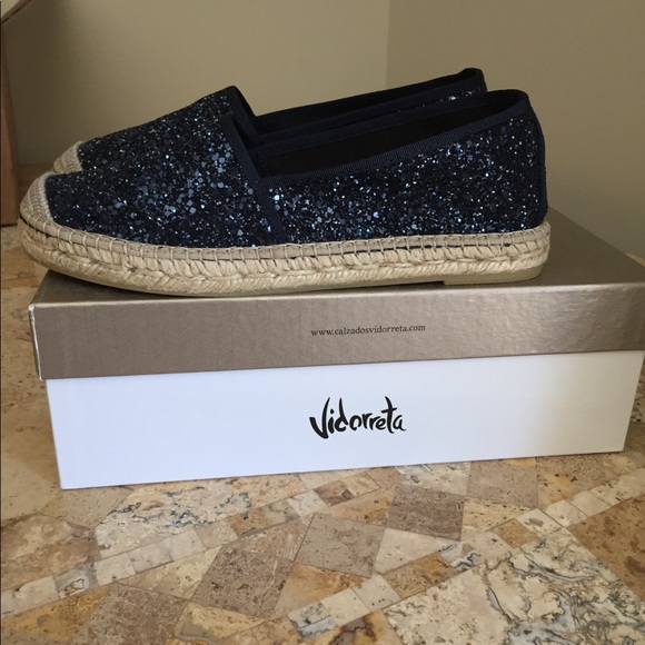 Vidorreta Sparkly Glitter Navy Espadrilles Size 8 - Picture 5 of 8